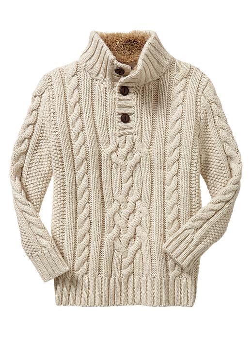 View large product image 1 of 1. Cable mockneck sweater