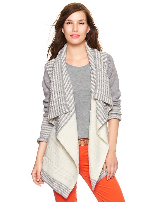 Image number 3 showing, Drapey stripe cable cardigan