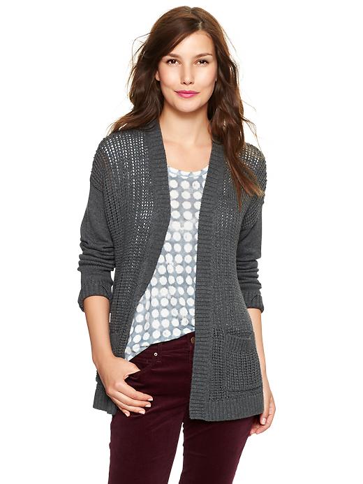 1 of 8 showing, with the color charcoal of product Ladder-stitch cardigan