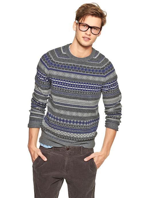 1 of 8 showing, with the color heather grey of product Fair Isle sweater