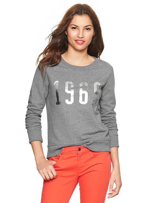 1 of 8 showing, with the color gray of product Distressed metallic logo sweatshirt