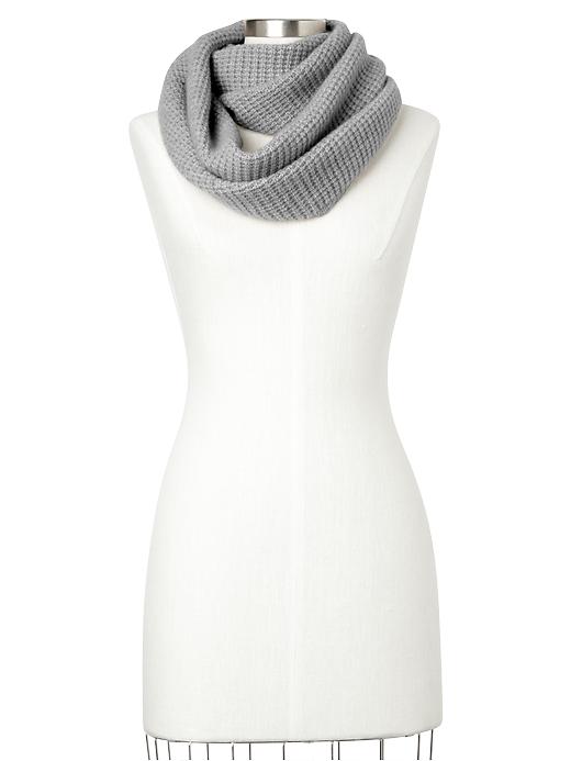 1 of 8 showing, with the color light heather gray of product Cashmere waffle cowl scarf
