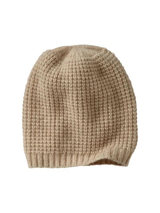 1 of 8 showing, with the color oatmeal heather of product Cashmere waffle beanie
