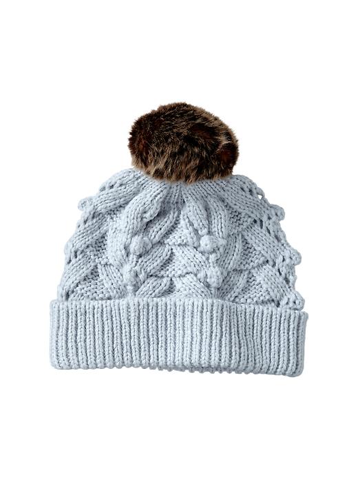 1 of 8 showing, with the color serene blue of product Textural bobble hat