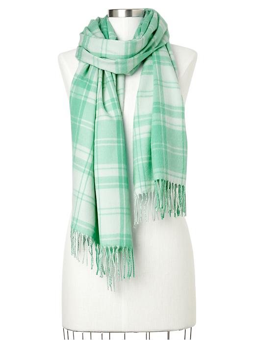 1 of 8 showing, with the color minty teal of product Cozy plaid scarf
