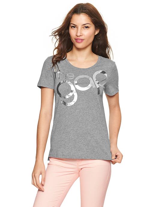 1 of 8 showing, with the color gray of product Metallic logo tee