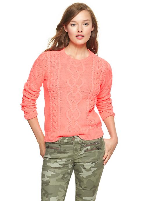 1 of 8 showing, with the color neon coral of product Cable knit sweater