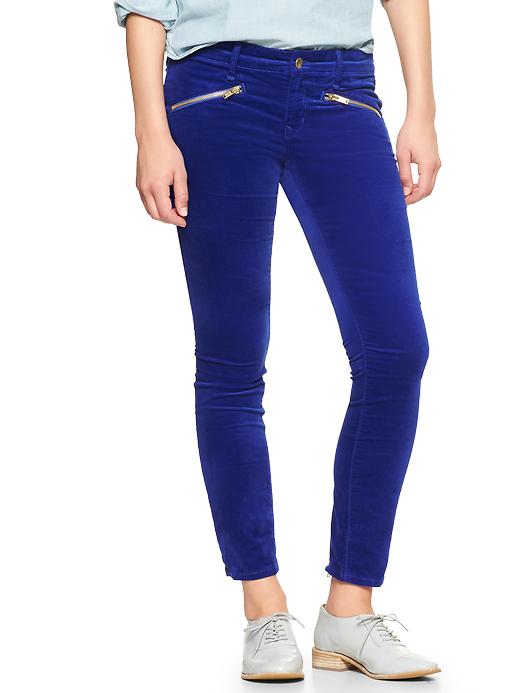 1 of 8 showing, with the color becca blue of product 1969 velvet always skinny skimmer pants