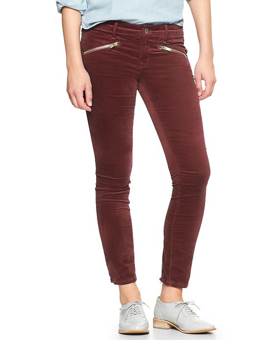 1 of 8 showing, with the color cherrywood of product 1969 velvet always skinny skimmer pants