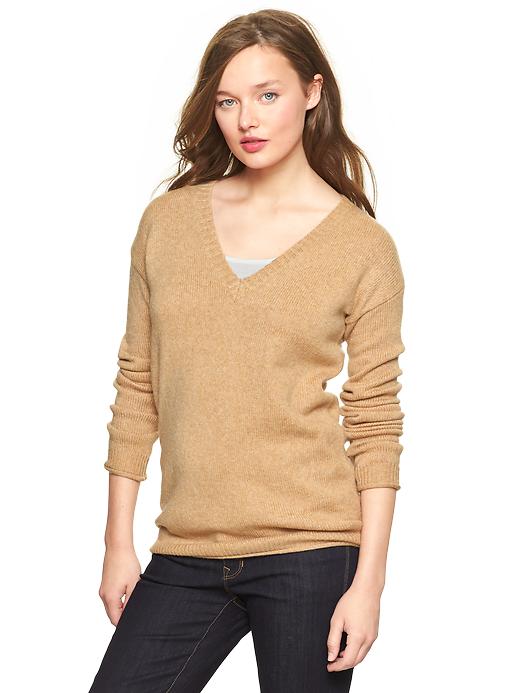 1 of 8 showing, with the color novelty cashew crunch of product Cozy V-neck sweater