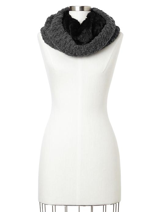 1 of 8 showing, with the color charcoal heather of product Fur-lined cowl scarf