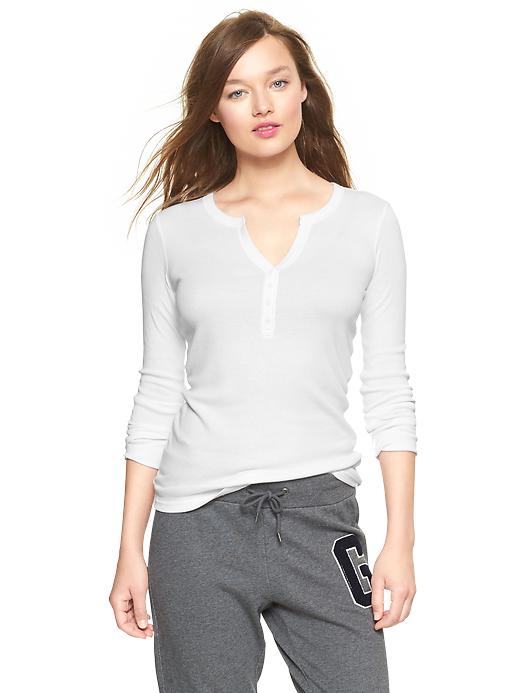 1 of 8 showing, with the color white of product Supersoft split-neck henley