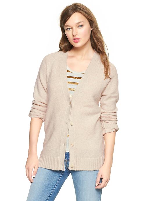 1 of 8 showing, with the color french vanilla of product Cozy V-neck cardigan