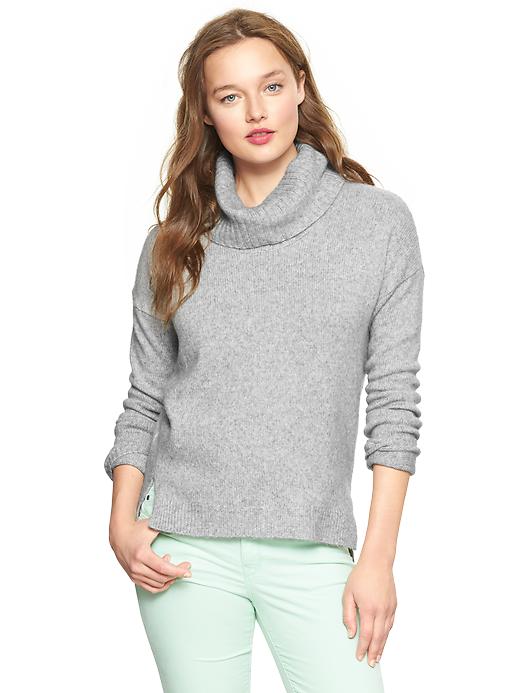 1 of 8 showing, with the color heather gray of product Cowlneck sweater