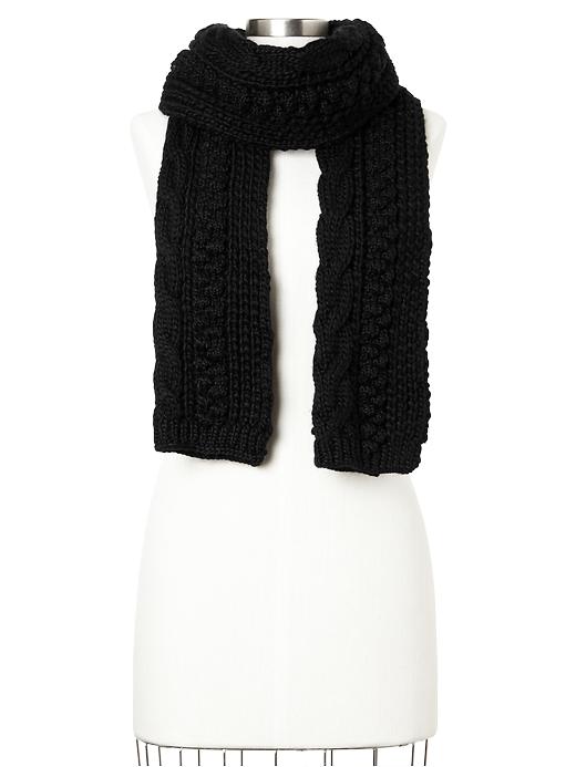 1 of 8 showing, with the color black of product Cable knit scarf
