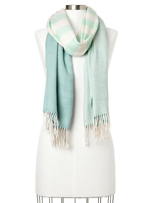 1 of 8 showing, with the color aqua opal of product Cozy colorblock-stripe scarf