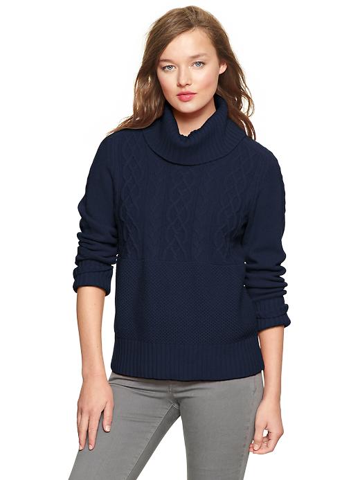 1 of 8 showing, with the color dark night of product Cable turtleneck sweater