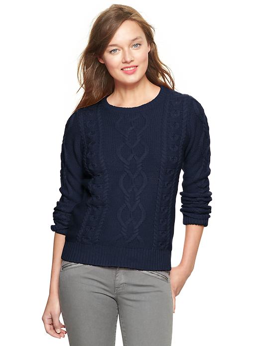 1 of 8 showing, with the color dark night of product Cable knit sweater