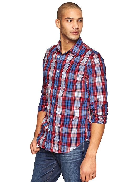1 of 8 showing, with the color lasalle red of product Lived-in wash plaid shirt