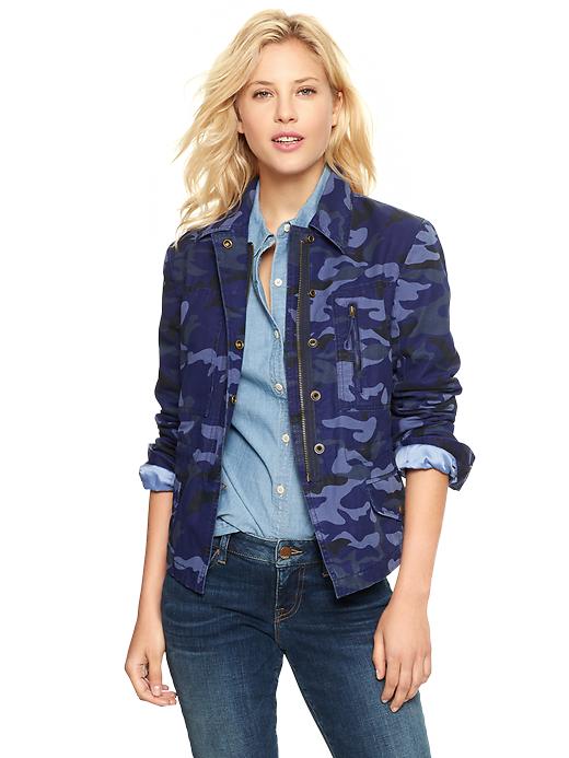 1 of 8 showing, with the color blue camo of product Printed utility jacket