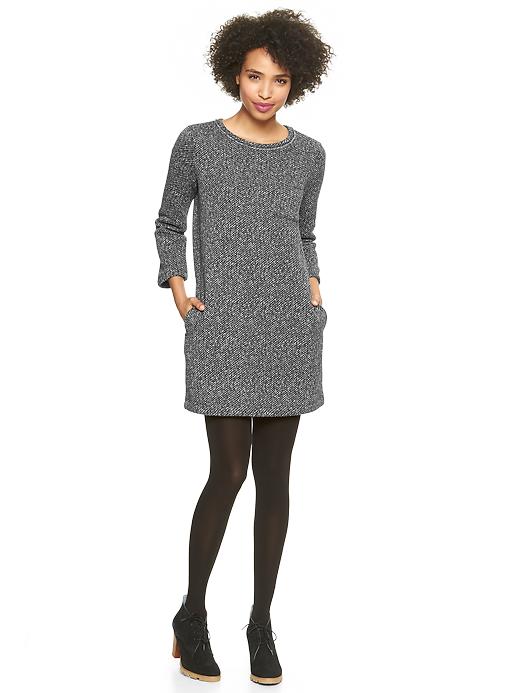 1 of 8 showing, with the color black of product Herringbone fleece shift dress