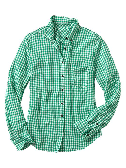 2 of 8 showing, with the color green gingham of product Shrunken boyfriend gingham flannel shirt