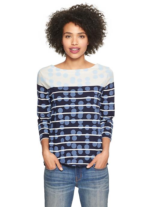 1 of 8 showing, with the color serene blue of product Dots & stripes boatneck T