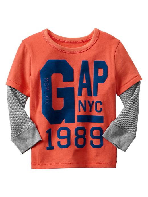 1 of 8 showing, with the color neon orange of product 2-in-1 elevated felt graphic T