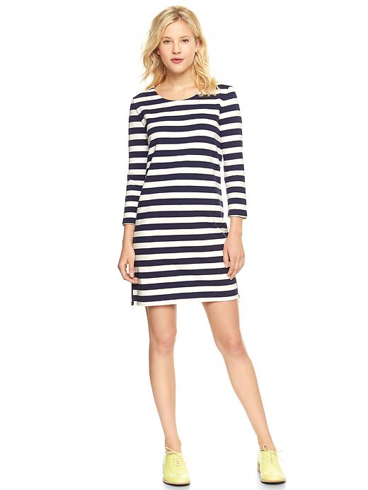 1 of 8 showing, with the color navy stripe of product Stripe side-zip dress