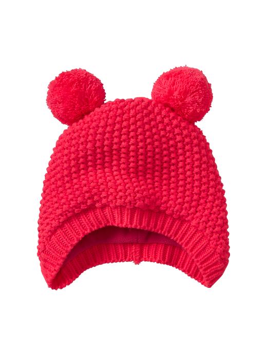 1 of 8 showing, with the color pink pop neon of product Bear pom-pom hat