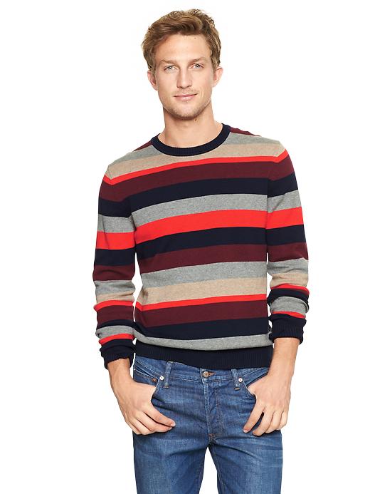 1 of 8 showing, with the color red stripe of product Multi-striped sweater