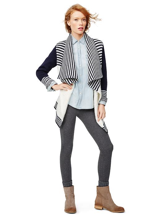 2 of 8 showing, with the color dark night of product Drapey stripe cable cardigan