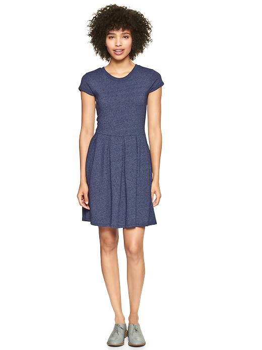 1 of 8 showing, with the color heather navy of product Fleece pleated dress