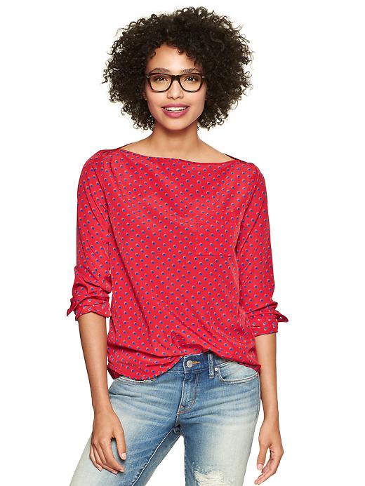 1 of 8 showing, with the color red dot of product Printed envelope-neck top
