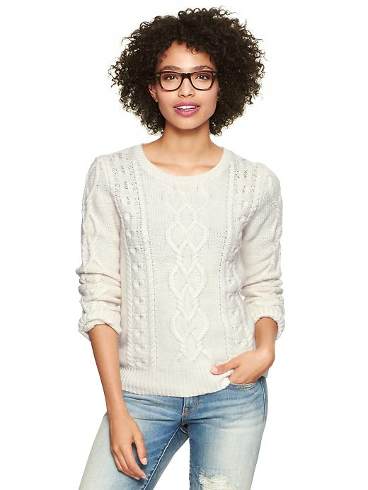 1 of 8 showing, with the color snow cap of product Cable knit sweater