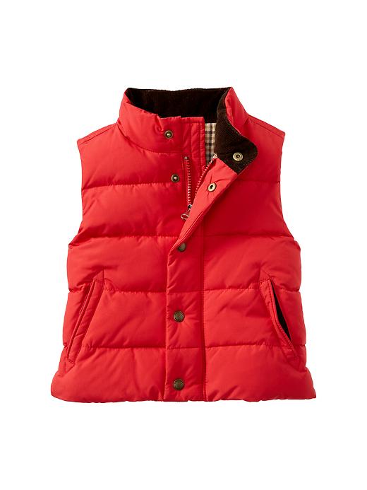 1 of 8 showing, with the color holly berry of product Flannel-lined puffer vest