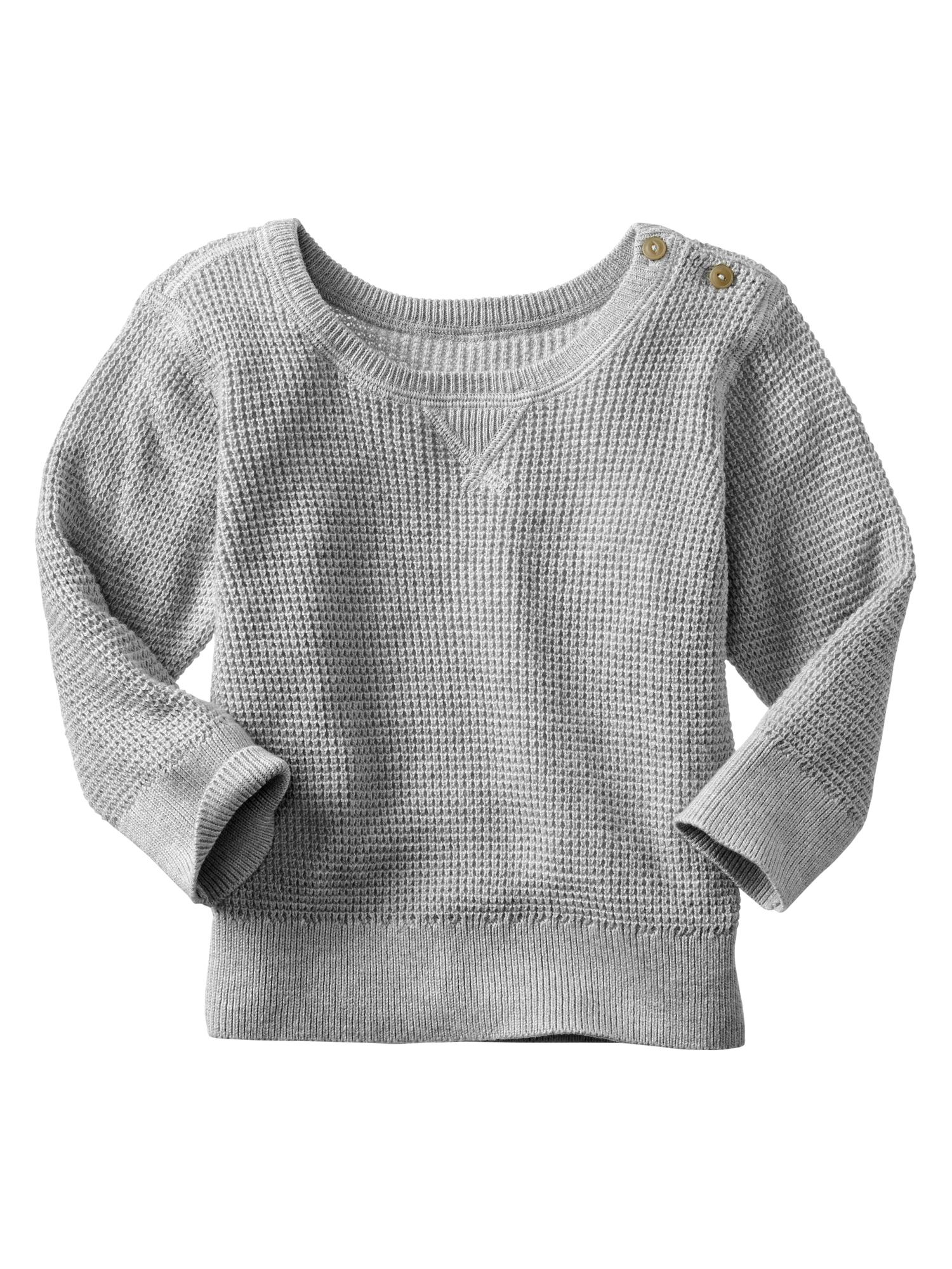 Waffle-knit Sweater - Off white - Kids