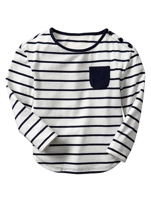 1 of 8 showing, with the color navy stripe of product Stripe pocket T