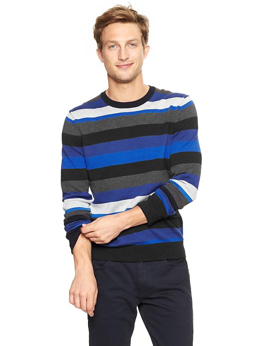 1 of 8 showing, with the color blue stripe of product Multi-striped sweater
