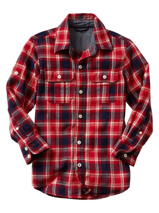 View large product image 2 of 2. Convertible plaid flannel shirt