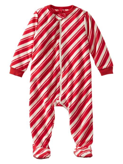 1 of 8 showing, with the color red wagon of product Holiday fleece footed sleep one-piece