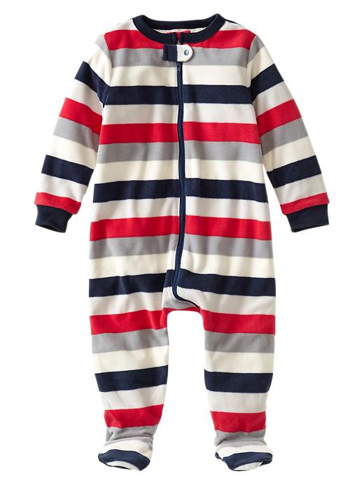 1 of 8 showing, with the color dark night of product Stripe fleece footed sleep one-piece