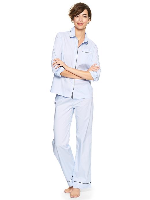 1 of 8 showing, with the color bicoastal blue of product Printed poplin PJ set