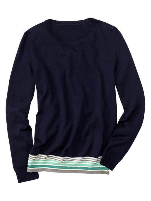 2 of 8 showing, with the color dark night of product Merino stripe-hem sweater