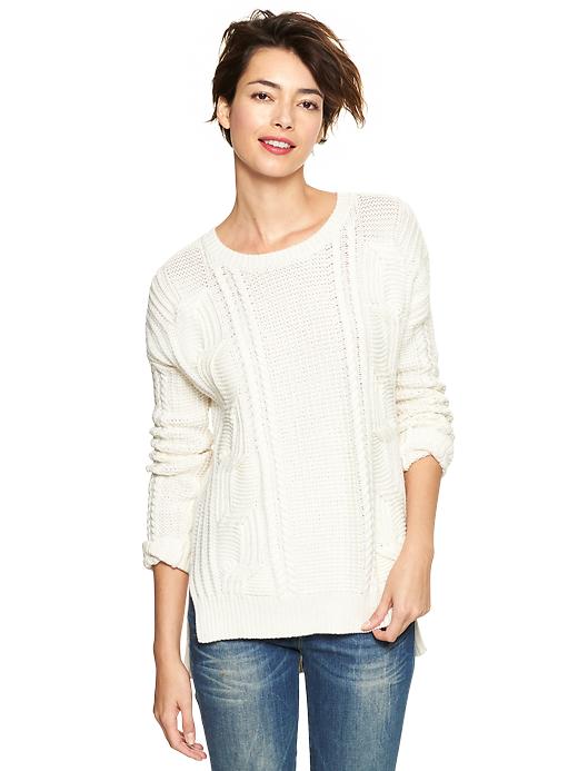 View large product image 1 of 2. Cable boyfriend sweater
