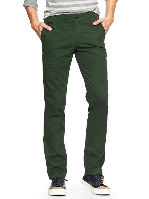 1 of 8 showing, with the color dark emerald of product Lived-in slim khaki