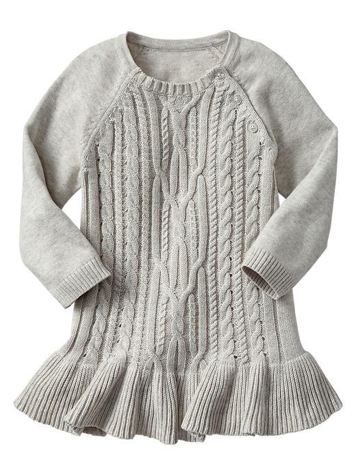 1 of 8 showing, with the color gray heather of product Raglan cable knit dress