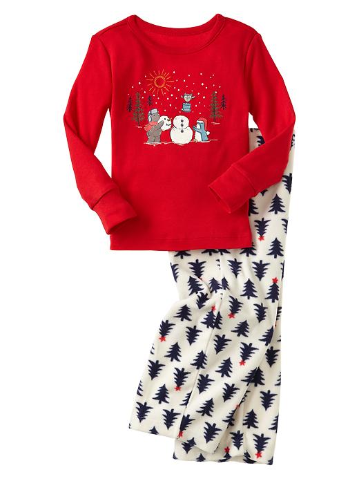 1 of 8 showing, with the color red wagon of product Holiday graphic sleep set