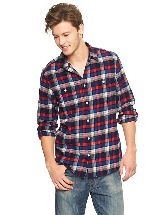 1 of 8 showing, with the color red blue plaid of product Americana plaid flannel shirt
