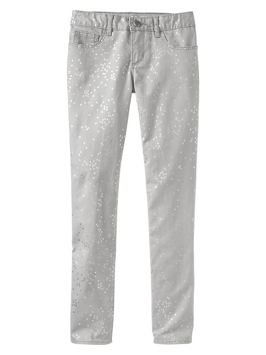 1 of 8 showing, with the color silver of product 1969 metallic star super skinny jeans